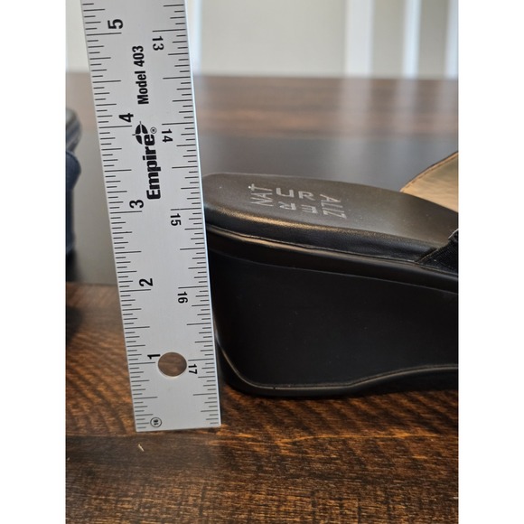 Naturalizer Violet Wedge Sandals Black Leather Slides Heels Slip on Shoes 11 M‎ - Picture 8 of 9